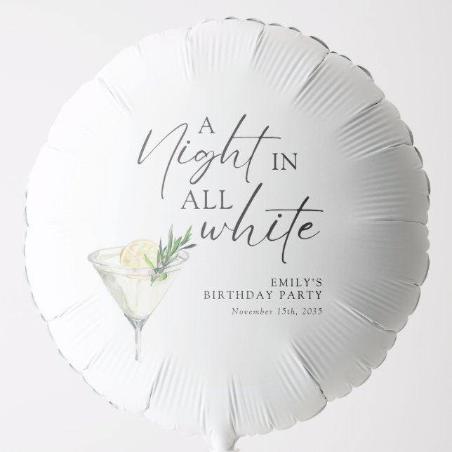 A Night in all White Birthday Balloon (Front)