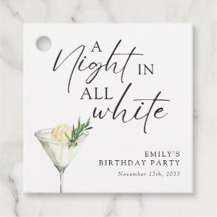 A Night in all White Birthday Favor Tags