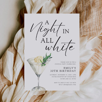 A Night in all White Birthday Invitation