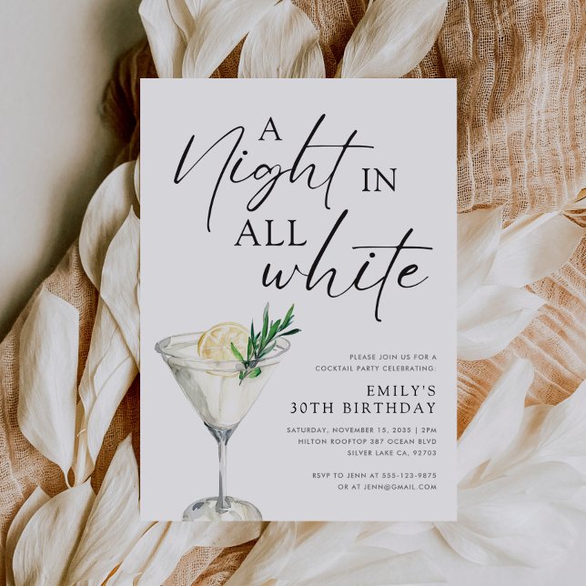 A Night in all White Birthday Invitation (Creator Uploaded)