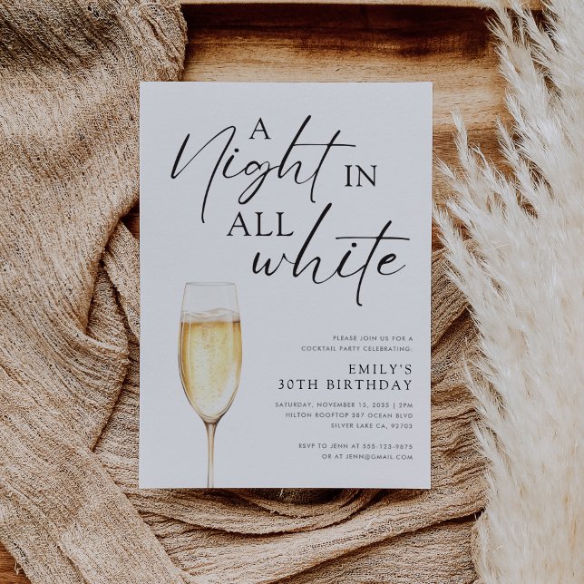 A Night in all White Birthday Invitation (Creator Uploaded)