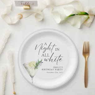 A Night in all White Birthday Paper Plates
