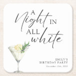 A Night in all White Birthday Square Paper Coaster<br><div class="desc">A Night in all White Birthday Square Paper Coaster</div>