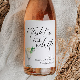 A Night in all White Birthday Wine Label