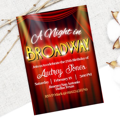 A Night in Broadway Invitation