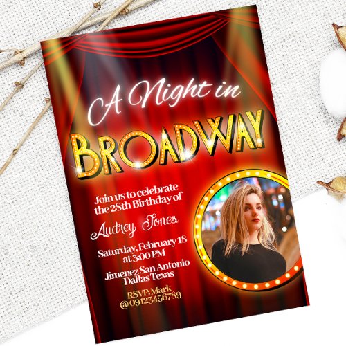 A Night in Broadway with Picture Invitation
