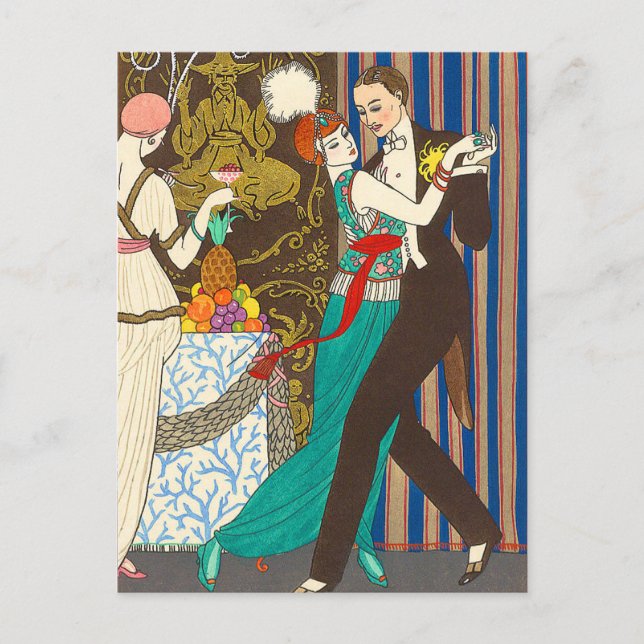 A Night in Decadent Paris Art Deco Postcard (Front)