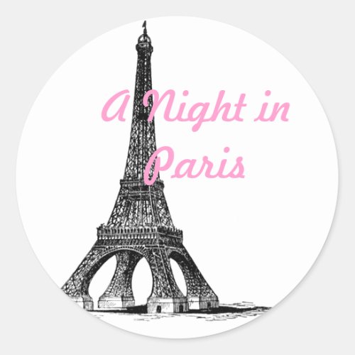 A Night in Paris Classic Round Sticker