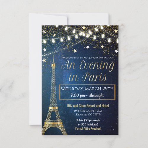 A Night in Paris Prom Invitation