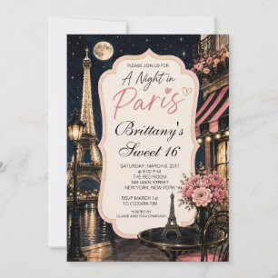 A Night in Paris Sweet 16 Custom Invitation