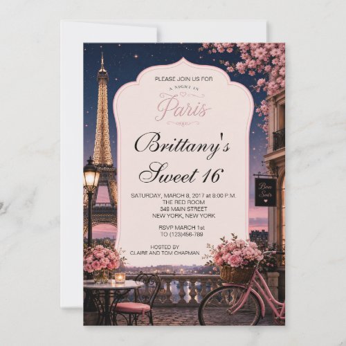 A Night in Paris Sweet 16 Custom Invitation