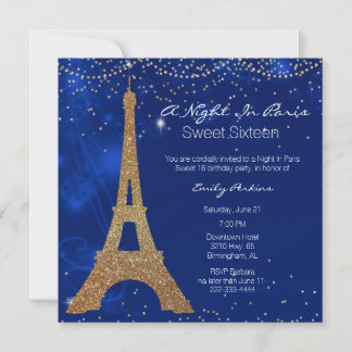 A Night in Paris Sweet Sixteen Invitation
