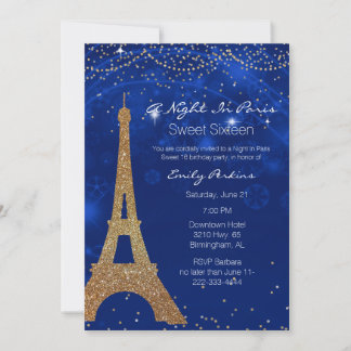 A Night in Paris Sweet Sixteen Invitation