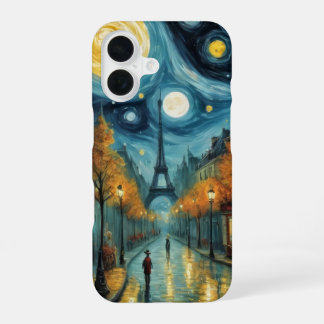 A night in Paris with Eiffel Tower Van Gogh style iPhone 16 Case