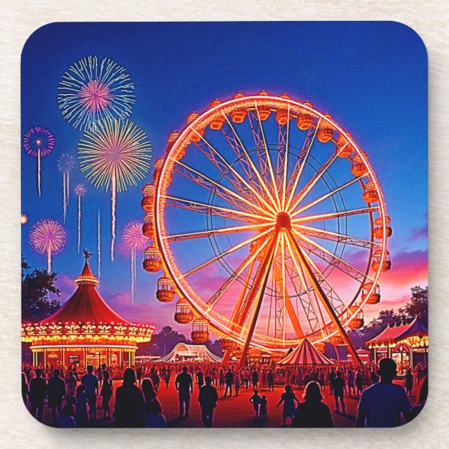 A Night of Festive Lights Design Beverage Coaster (Front)