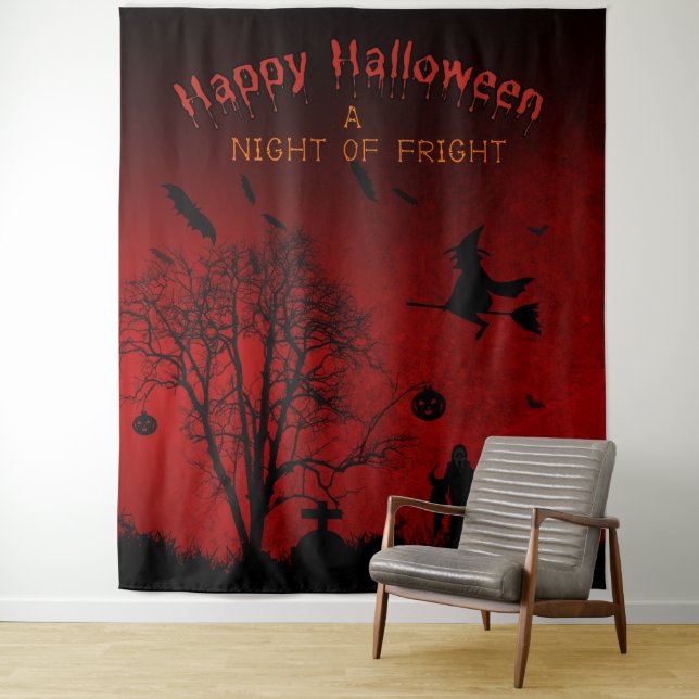 A Night of Fright Spooky Halloween Party Backdrop (In Situ)