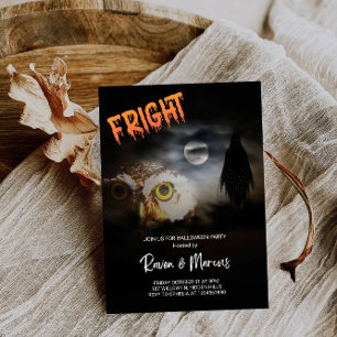 A Night of Fright With Owl & Ghost - Halloween Invitation