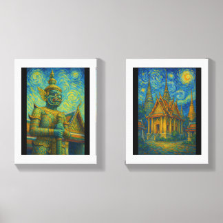 A Night of Thai Artistry-- Guardian&Temple in TH Canvas Photo Tile