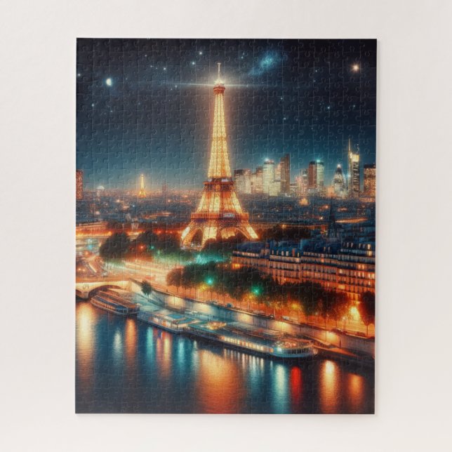 A night scene of Paris France Jigsaw Puzzle (Vertical)