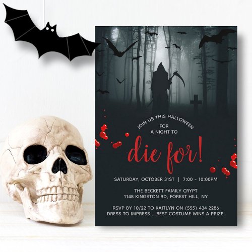A Night To Die For Halloween Party Invitation