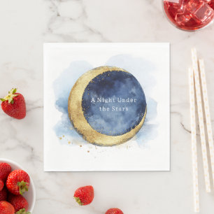 A Night Under Stars Celestial Blue Moon Wedding Napkins