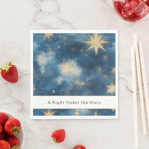 A Night Under the Stars Celestial Blue Wedding Napkins
