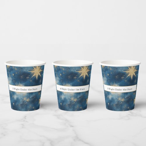 A Night Under the Stars Celestial Blue Wedding Paper Cups