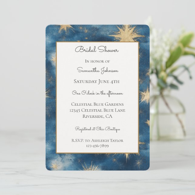 A Night Under the Stars Celestial Bridal Shower   Invitation (Standing Front)