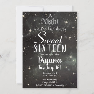 A Night Under the Stars Dark Night Sky Sweet 16 Invitation