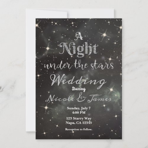A Night Under the Stars Dark Night Sky Wedding  Invitation