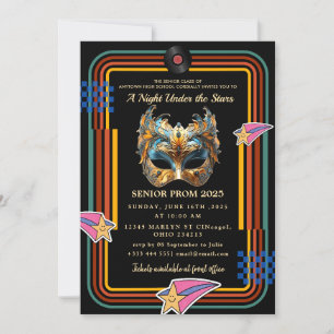 A Night Under the Stars Gold  Prom  Invitation