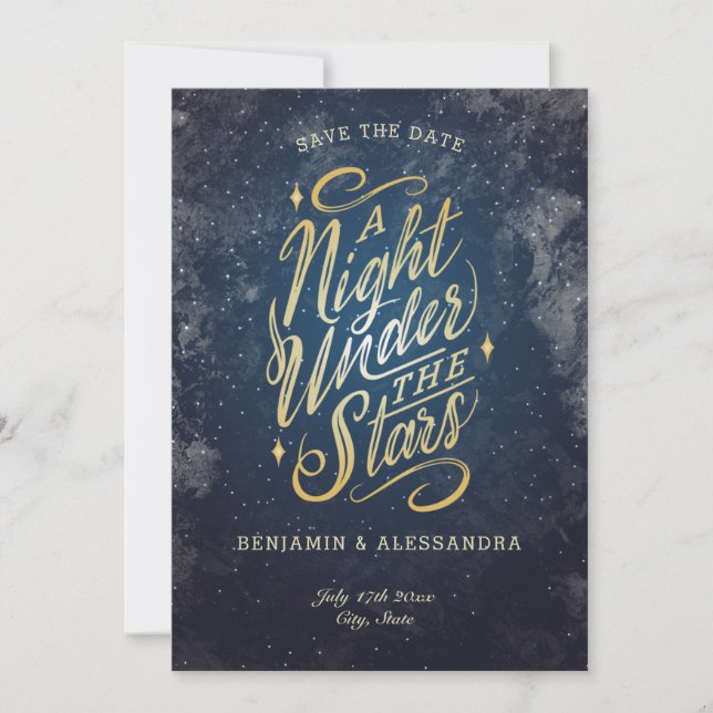 A Night Under the Stars Save The Date Flat Card (Front)