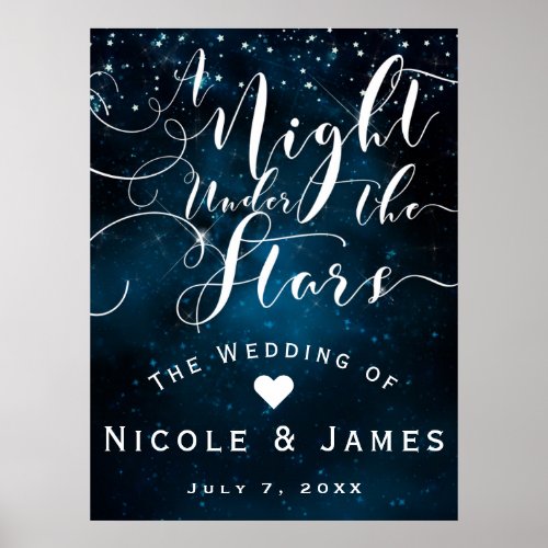 A NIGHT UNDER THE STARS Starry Blue Skies Banner Poster