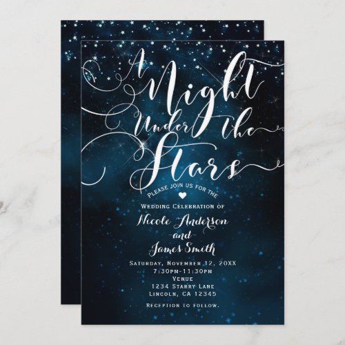 A NIGHT UNDER THE STARS Starry Blue Skies Wedding Invitation