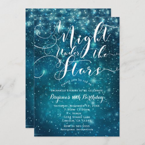 A NIGHT UNDER THE STARS Starry Light Blue Sky Invitation