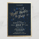 A Night Under the Stars Sweet Sixteen Invitation<br><div class="desc">This party invitation features a beautiful starry night sky with golden stars and intricate typographic details. The invitation reads: A night under the stars. This design would be perfect for a sweet 16 birthday party, quinceañera celebration, dinner party, prom or even an outdoor movie night. Please contact me at claudia@claudiaowen.com...</div>