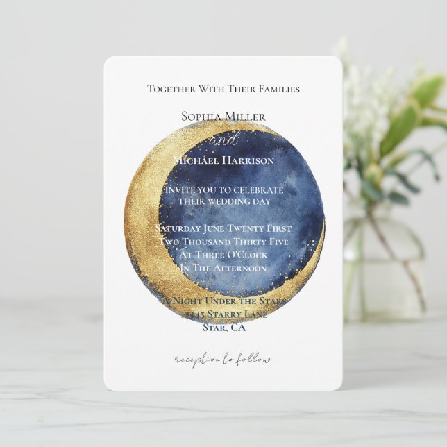 A Night Under the Stars Wedding Invitation (Standing Front)