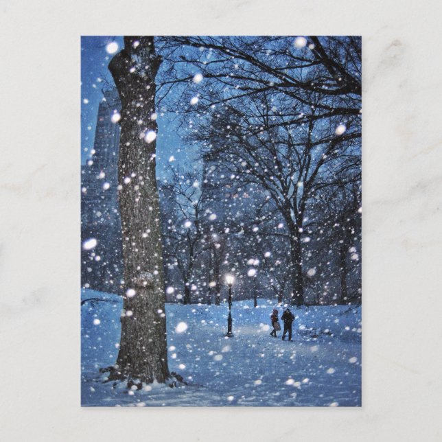 A Nighttime Walk Through Winter Snow Postcard (Front)