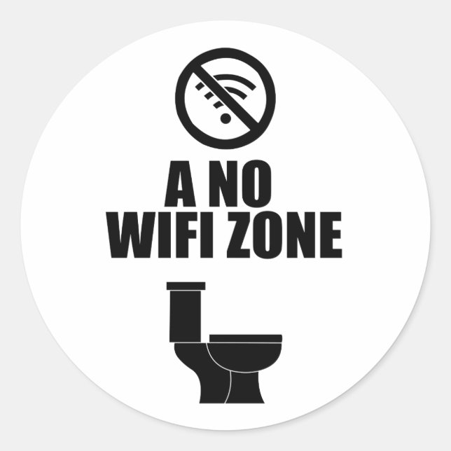 A no wifi free zone classic round sticker (Front)