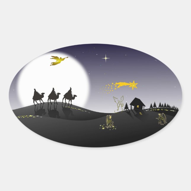 A Noite Santa e os Três Reis Magos Oval Sticker (Front)