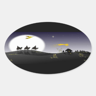 A Noite Santa e os Três Reis Magos Oval Sticker