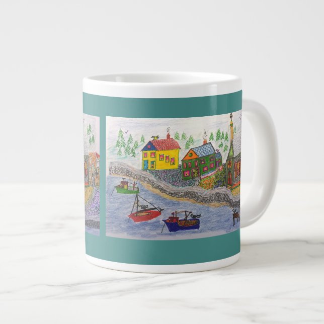 A Northern Fishing Village Large Coffee Mug (Front Right)