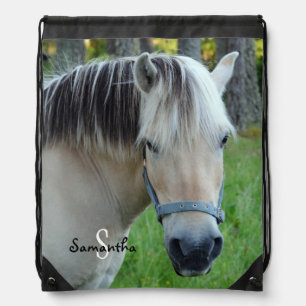 A Norwegian Fjord Horse Drawstring Backpack