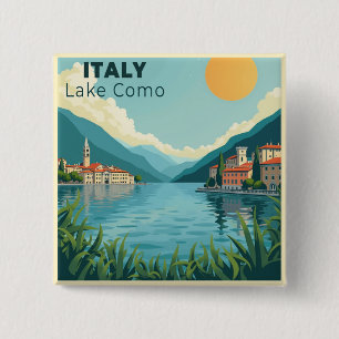A Nostalgic Classic Travel Poster – Italy Lake Com Button