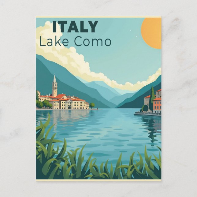 A Nostalgic Classic Travel Poster – Italy Lake Com Postcard (Front)
