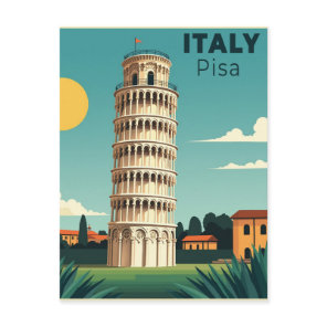 A Nostalgic Classic Travel Poster – Italy Pisa Tow Postcard