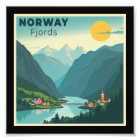 A Nostalgic Classic Travel Poster – Norway Fjords