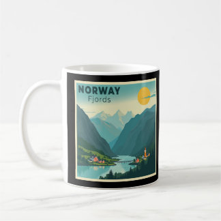 A Nostalgic Classic Travel Poster – Norway Fjords Coffee Mug