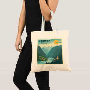 A Nostalgic Classic Travel Poster – Norway Fjords Tote Bag