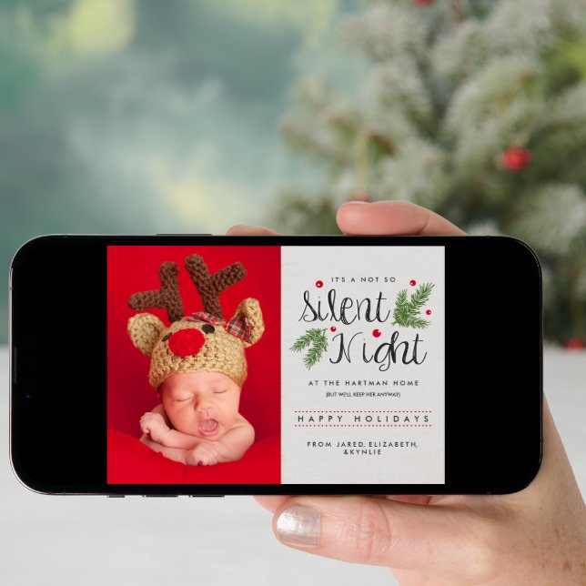 A Not So Silent Night Birth Announcement Photo (Front Digital)